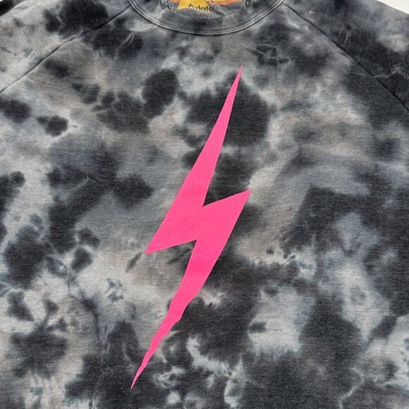 Aviator Nation Black Tie-Dye Sweatshirt with Pink Lightning Bolt - Picture 4 of 5